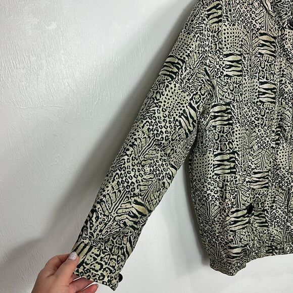 Anna And Frank Vintage Silk Animal Print Puffer Quilted Jacket Size S - Picture 2 of 10